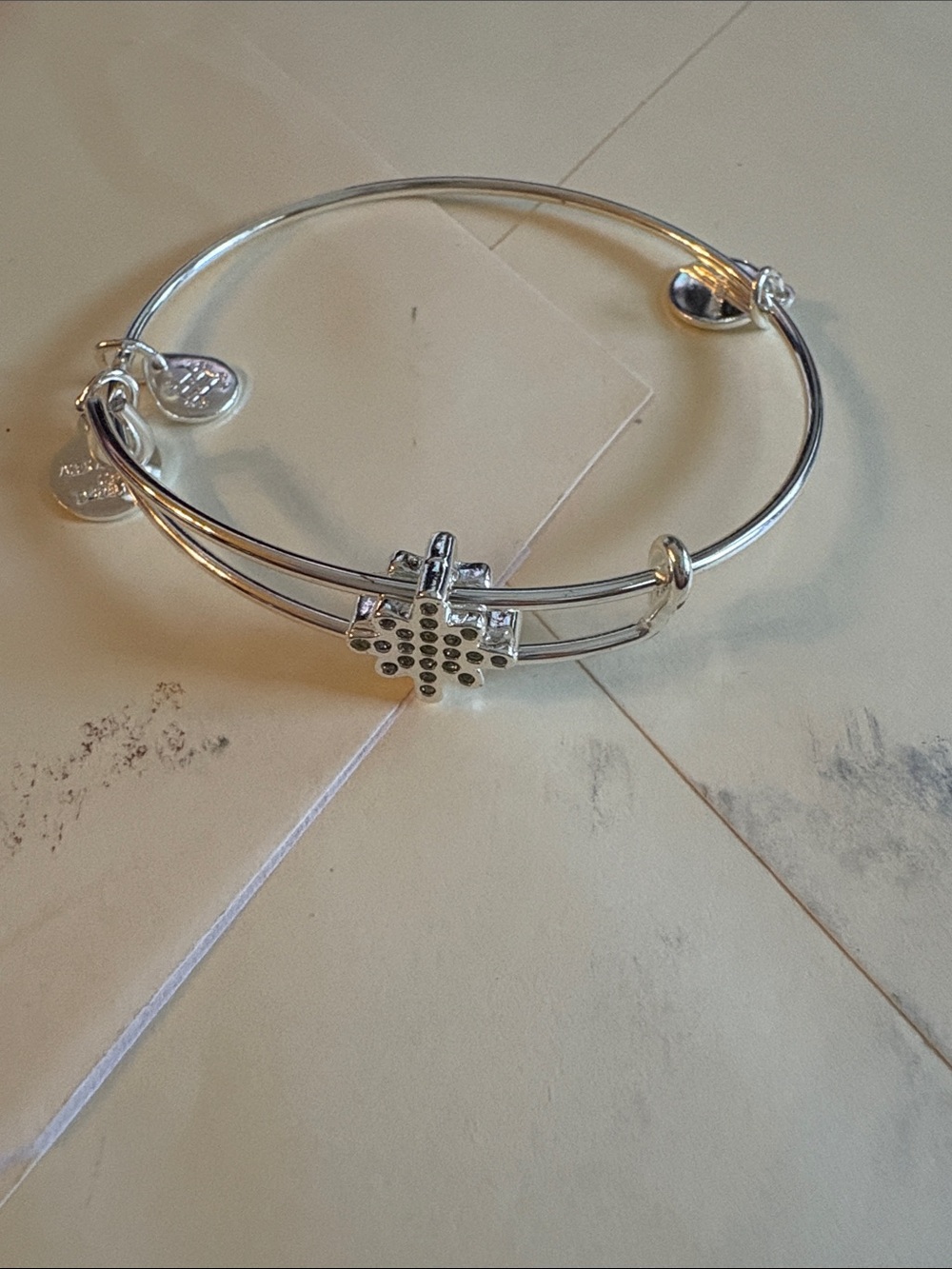 Alex and Ani Silver Snowflake Charm Expandable Bangle